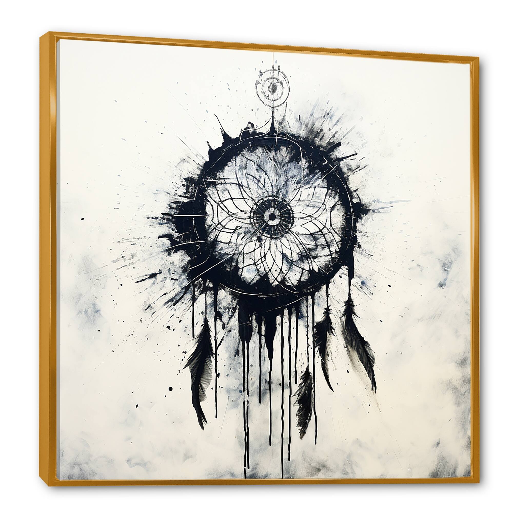 Designart "Black And White Dreams Keepers" Dream catcher Framed Wall